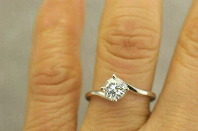 1 Karat Solitär Diamant Verlobungs Ring Vertrauensring Weißgold-Finish Silber  - Bild 1 von 4
