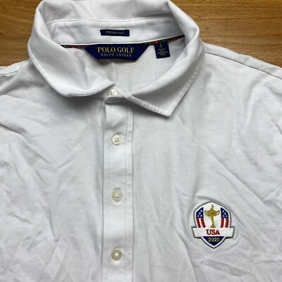 Ralph Lauren Polo Golf Stretch Lisle White Men L Polo Golf Shirt 2020 Ryder Cup - Imagem 1 de 4