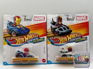 Lot Of 2  Hot Wheels Disney Racer Verse Marvel Iron Man & Captain Marvel - Picture 1 of 8