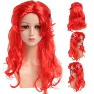 Little Mermaid Ariel Wig Wavy Cosplay Wig Synthetic Long Red Curly Costume Wigs - Picture 1 of 24