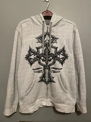 Y2K Route 66 Men's L Wild Cross Zip Hoodie Jacket Cyber Goth Grunge Skater (E247 - Image 1 of 4