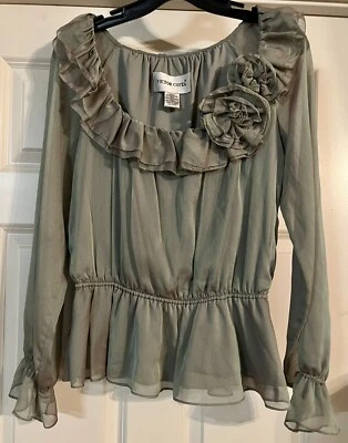 Victor Costa Boho Aplique Flor Sauce Salvaje Talla M Manga Larga Volantes De Colección Foto 1 de 4