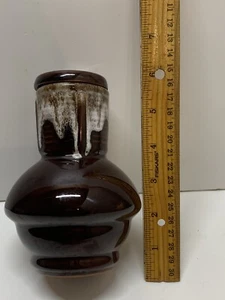 Vintage Brown Drip Glaze Pottery With Cork Lid - Picture 1 of 8