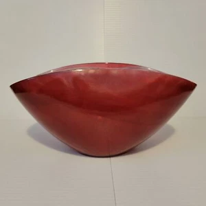 Recycled Glass Bowl Decorative Bowl Planter Red White Made in Spain 5" tall - Picture 1 of 14