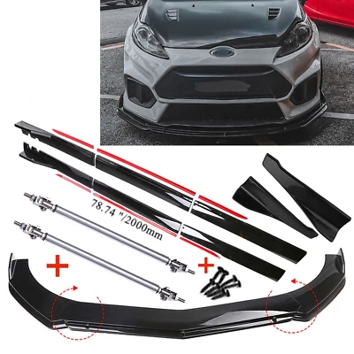 For Ford Fiesta Front Bumper Splitter Spoiler Body Kit Side Skirt Rear Glossy - Image 1 of 4