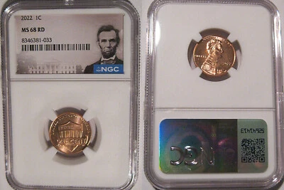 2022 P Lincoln SHIELD Cent 1c NGC MS 68 RD - Image 1 of 2