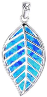 New KANISHKA NEW YORK Pendant NECKLACE Lab-Created Opal & Sterling Silver Leaf - Image 1 of 2