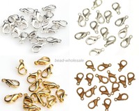 100Pcs Silver Gold Copper Plated Lobster Clasps Hooks Charms 10/12MM
