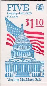 Scott #BK144 (2116a) Flag over Capitol Vending Machine Booklet of 5 Stamps - MNH - Picture 1 of 2