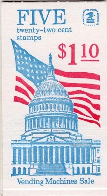 Scott #BK144 (2116a) Flag over Capitol Vending Machine Booklet of 5 Stamps - MNH - Image 1 of 2