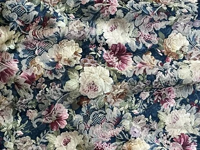 Par de cortinas brocadas vintage JC Penny Home Natasha plisadas florales multicolores Foto 1 de 4