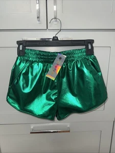 Girls Green Metallic Plush Shorts By ISCREAM Large 14 NWT - Picture 1 of 3