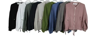 NEW LADIES ITALIAN ZIP FASTENING SUMMER PLAIN LAYERING LINEN JACKET TOP - Picture 1 of 10