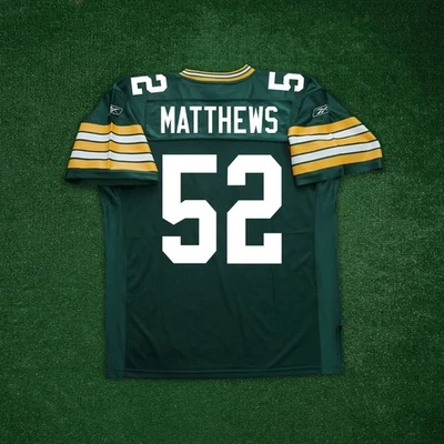 Clay Matthews Reebok 绿湾包装工队 NFL 正品现场 EQT 主场球衣 — 第 1/4 张图片