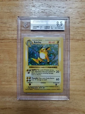 Pokemon BGS 8.5 NM/MINT+ 1999 Raichu Shadowless Base Set Holo Card - Image 1 of 2