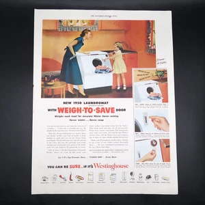 Anuncio para lavadora Westinghouse 1950 color del hogar vintage original - Imagen 1 de 4