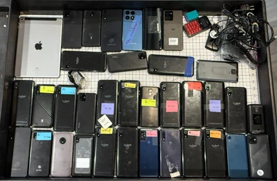 LOT OF 36  iphone, Cloud, BLU & More See Pics for Salvage Parts or Repair - Image 1 of 4