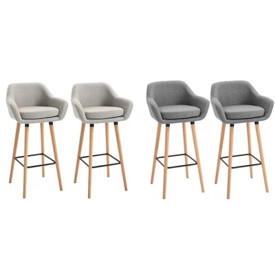 HOMCOM 2er-Set Barhocker, Barstuhl, Bistrohocker, Küchenhocker mit Sitzkissen - Bild 1 von 3