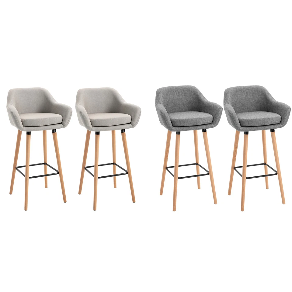 HOMCOM 2er-Set Barhocker, Barstuhl, Bistrohocker, Küchenhocker mit Sitzkissen - Bild 1 von 3