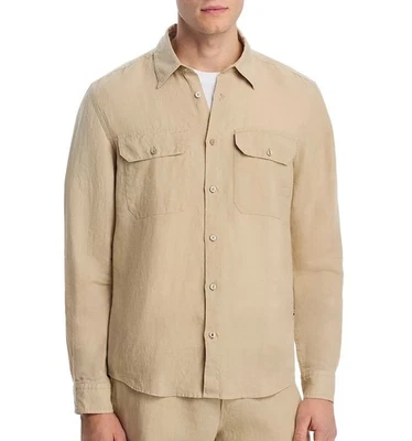 Hugo Boss Men's BOSS Liam Dual Pocket LS Pure Linen Shirt Regular Fit Lt Beige - Image 1 of 4