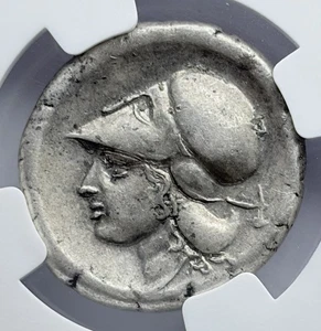 Moneda griega antigua de plata Corinthia Pegaso y Atenea caballo volador elección NGC D83 - Imagen 1 de 6