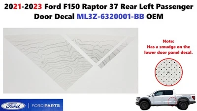 2021-2023 Ford F150 Raptor 37 Rear Left Passenger Door Decal ML3Z-6320001-BB - Image 1 of 4
