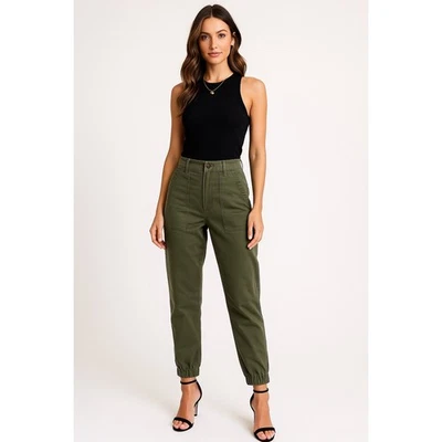 Cabi Compass Pants Womens 8 Green Tapered Stretch Utility Cropped Ankle Jogger - Image 1 of 4