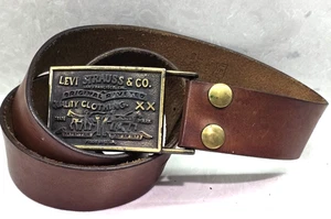 Levi Strauss & Co Belt Buckle And Oil Tanned Harness Belt 41.5 Inches - Picture 1 of 8