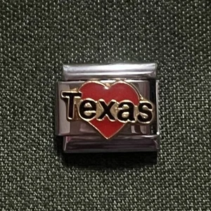 Herz Texas Retro 9 mm Italienisches Bettelarmband Modulares Glied - Bild 1 von 5