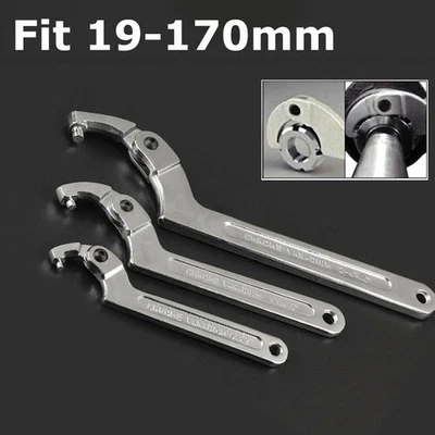 19mm-170mm CrV Adjustable Hook Wrench C Spanner Tool Motorcycle Suspension Kit - Image 1 of 4