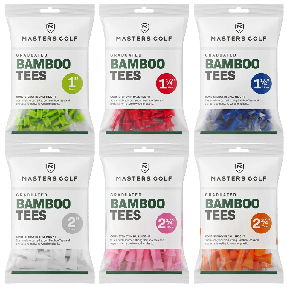 2025 Masters Bamboo Graduated Wooden Sustainable Golf Tees - Choose Size - Image 1 of 1