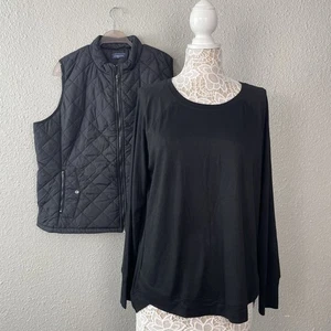 Fuinloth Women's Quilted Puffer Vest Set Plus Size 2XL Athleisure Packable Gilet - Picture 1 of 22