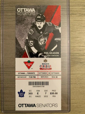2018-19 Ottawa Senators NHL Official Mint Ticket Stubs - pick any game! Cover