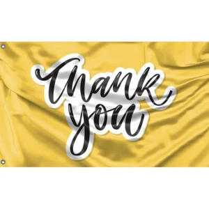 Thank You Yellow Flag Unique Design 3x5 Ft / 90x150 cm size, EU Made - Picture 1 of 4