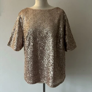 Marks & Spencer Rose Gold Sequin Embellished Top Party Christmas Size 20 BNWT - Picture 1 of 11