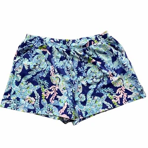 Lilly Pulitzer Turtle Villa Ygritte Shorts Girls XL 12-14 Blue Pink Beachy - Picture 1 of 7