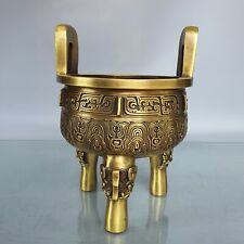 10'' home decor chinese fengshui culture brass sculpture beast pattern ding