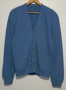Vintage 60s Cardigan Sweater Medium Knit Baby Blue Casual Grunge Cobain Indie - Picture 1 of 7