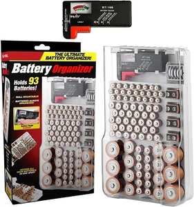 Estuche de almacenamiento organizador probador de batería con probador de batería soporte 93 batería blanco - Imagen 1 de 4