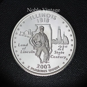 2003 S Silver Proof Illinois State Quarter - From a Proof set - 90% Silver - Picture 1 of 2