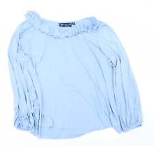 Susan Graver Womens Blue Polyester Basic Blouse Size 2XL Off the Shoulder