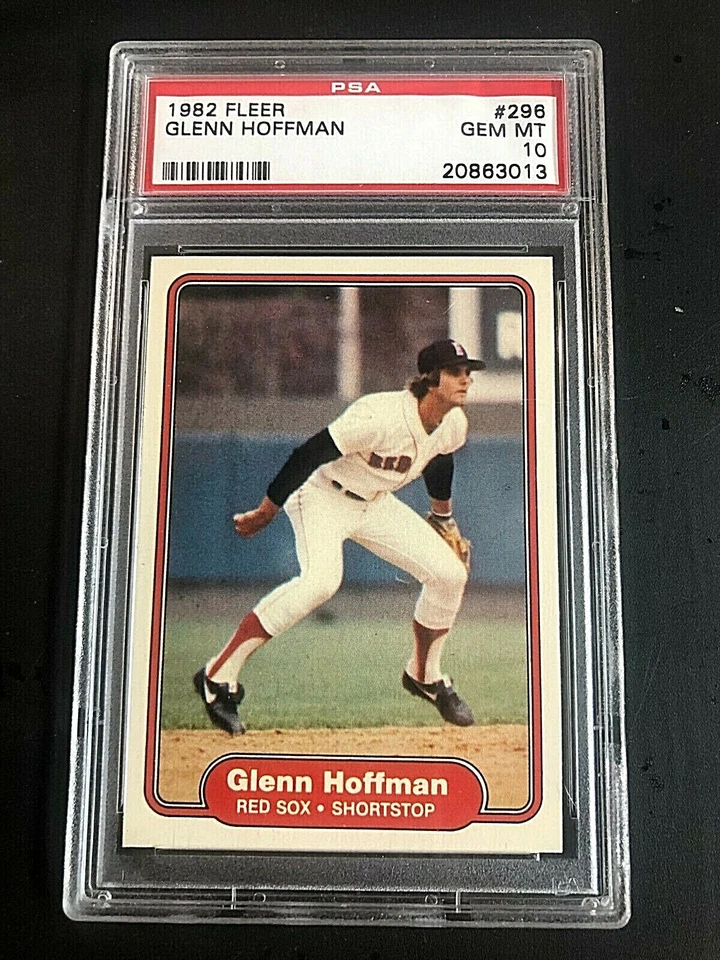 Glenn Hoffman 1982 Fleer Baseball Card #296 Graded PSA 10 GEM MT Red Sox POP 5 - Image 1 of 2