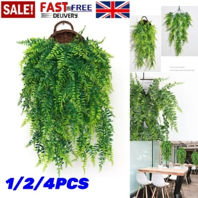 Artificial Hanging Plants Fake Fern Trailing Foliage Plastic Flower Leaf Decor - Image 1 of 4