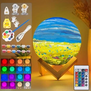 Paint Your Own Moon Lamp Kit 16 Colors Rechargeable Diy 3d Moon Night Light Arts - Picture 1 of 7