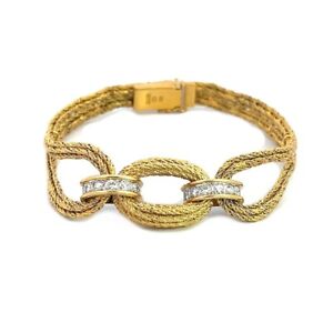 Bucherer Diamond Bracelet 18k Yellow Gold Loop Style Swiss
