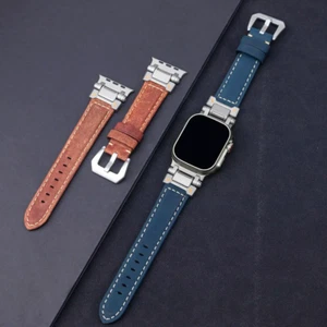Correa de cuero de lujo para Apple Watch Ultra 3/2/1 Series 11–1 SE 38–49 mm - Imagen 1 de 18