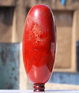 365MM Red Jasper Crystal Lingam Natural Healing Crystal Spiritual Decor Lingam - Picture 1 of 10