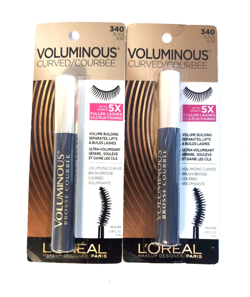 Loreal Voluminous Curved Brush Volume Building Eye Mascara Black 3 EA