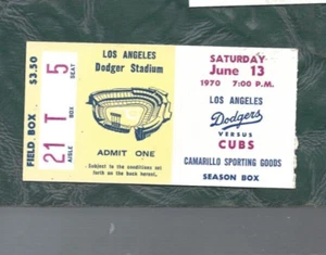 1970 6/13 Baseball Ticket Los Angeles Dodgers Chicago Cubs Ernie Banks HR #502 - Bild 1 von 2