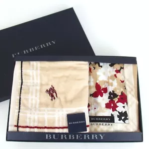 Authentic BURBERRY Set of 2 handkerchiefs and hand towels handkerchief cotto... - Picture 1 of 9